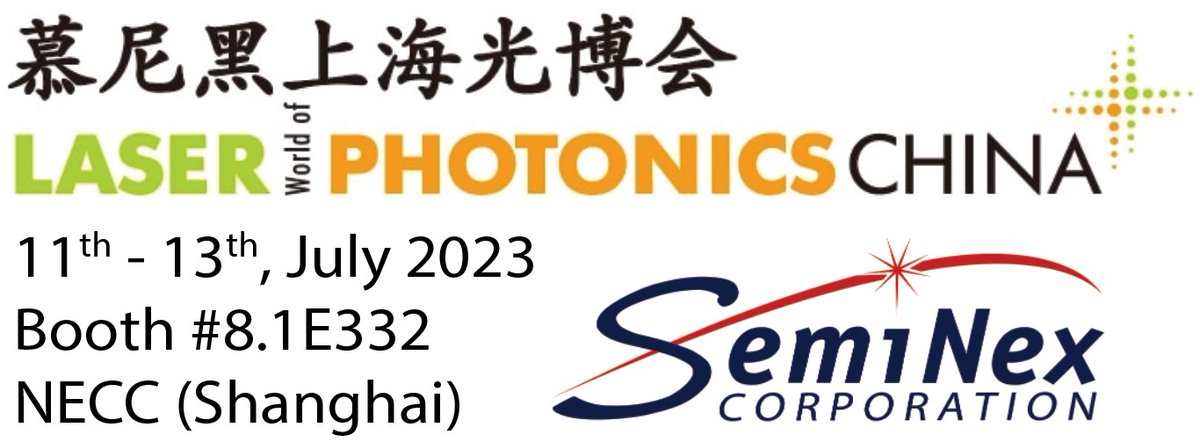 SemiNex Corporation (@seminexlasers) on Twitter photo Come visit SemiNex at #LASERWorldofPHOTONICS China 2023! We will be at our Booth 8.1E332 from July 11th - 13th. We are excited to showcase our latest products and technology. For in-person meetings at the show, reach out to Daniel Chu at dchu@seminex.com. #photonics Come visit SemiNex at #LASERWorldofPHOTONICS China 2023! We will be at our Booth 8.1E332 from July 11th - 13th. We are excited to showcase our latest products and technology. For in-person meetings at the show, reach out to Daniel Chu at dchu@seminex.com. #photonics