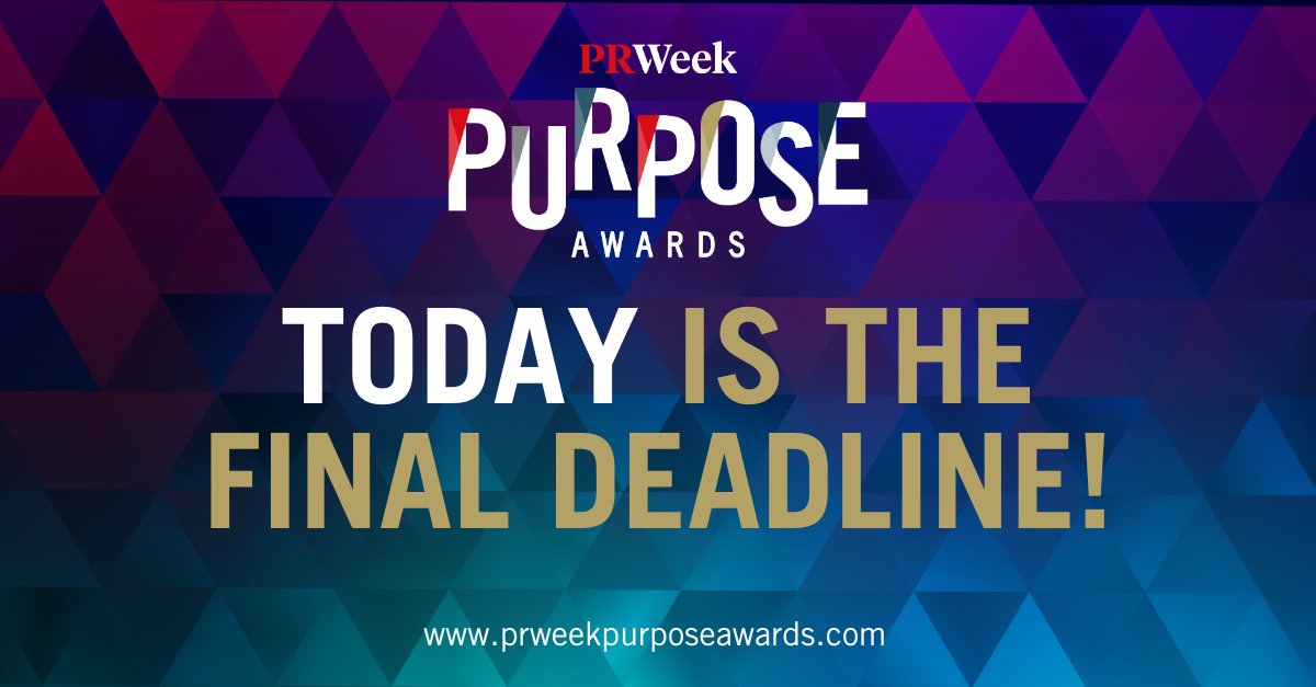Don't miss out on this final opportunity to be recognized for your purpose-driven work. Submit your entry by the end of today and let your work shine!
To submit your entry and learn more about the award categories and criteria visit: campaignusbigawards.com/?promo=TWT&tr=… #PurposeAwards #PR