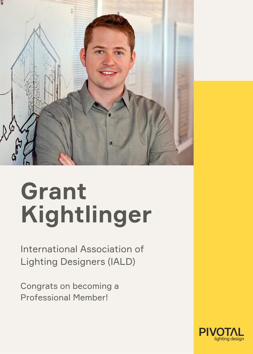 PivotalLighting's tweet photo. Congratulations to Grant Kightlinger for becoming a professional member of the @IALD! Pivotal is proud to have such an inspiring team member! 

#PivotalLightingDesign #architecturallighting #lighting #lightingdesign #IALDProfessional #IALD https://t.co/D0y2AG16za