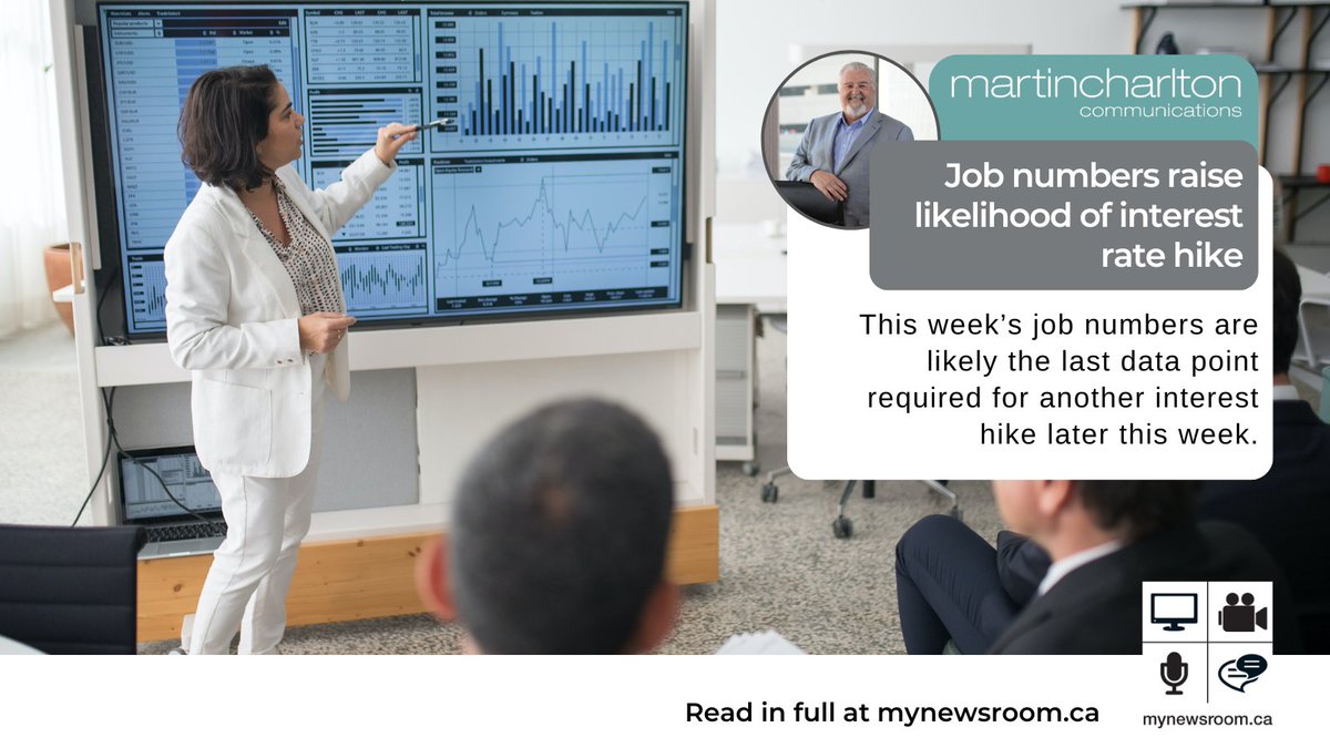 The latest StatsCan job survey showed the country added 60,000 positions last month. Clearly, the economy has not been slowed enough by rising interest rates to persuade employers to start trimming payrolls....