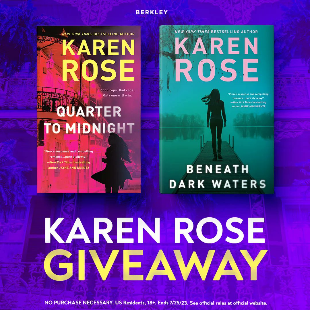 GREAT News! 👀  US Readers - TODAY through July 25th, you can enter for a chance to win the New Orleans Series, QUARTER TO MIDNIGHT and BENEATH DARK WATERS! 😃 Click the link for more info and enter for your chance to win - buff.ly/3O0NaAZ #KarenRoseBooks #Giveaway #NOLA