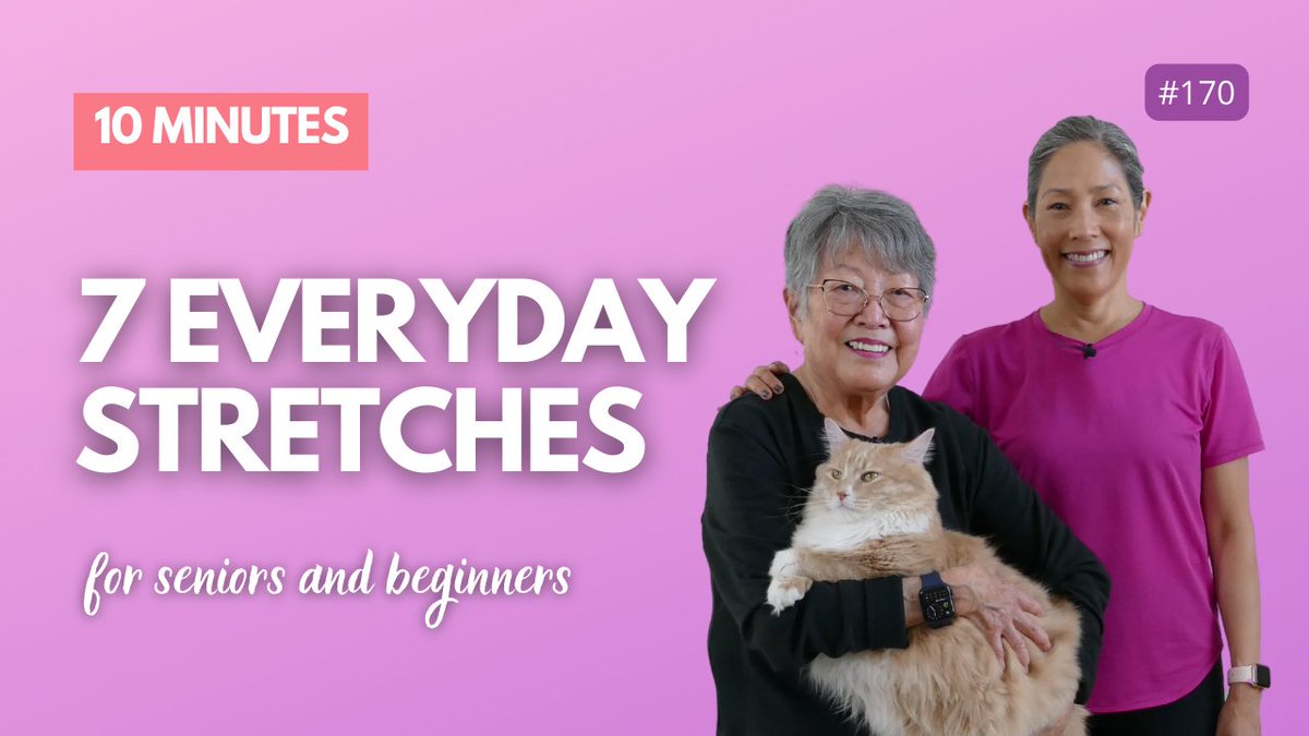 yes2next's tweet photo. Need to release tension & relax? Try this 10-minute gentle stretching sesh that can be done everyday or as a workout cooldown. Mom rocks it in a chair & Mochi chills out too! ๐ป https://t.co/cEoTiiNvq3 #stretching #yes2next https://t.co/8T2EwWwnIT
