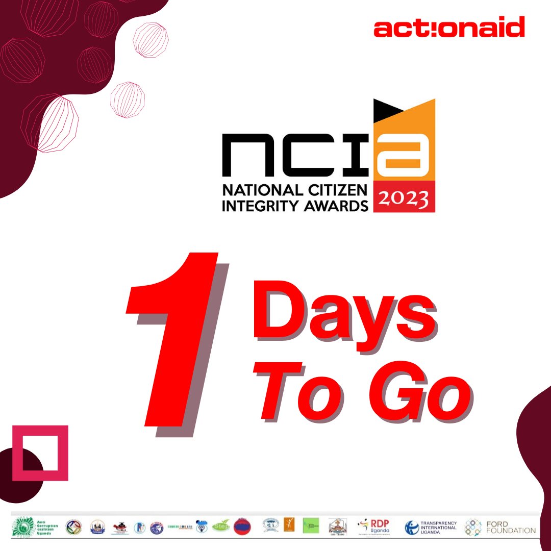 Just one day to go to the National #IntegrityAwards2023. 
This event will have outstanding Public Officers with integrity awarded for their resistance against all corrupt tendencies.
#StandAgainstCorruption
#ActionAccounts