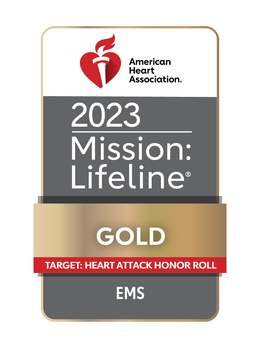 We’re proud to be nationally recognized by <a href="/American_Heart/">American Heart Association</a> with a Mission: Lifeline EMS Gold award for our commitment to providing high-quality heart attack and stroke care! #MissionLifeline