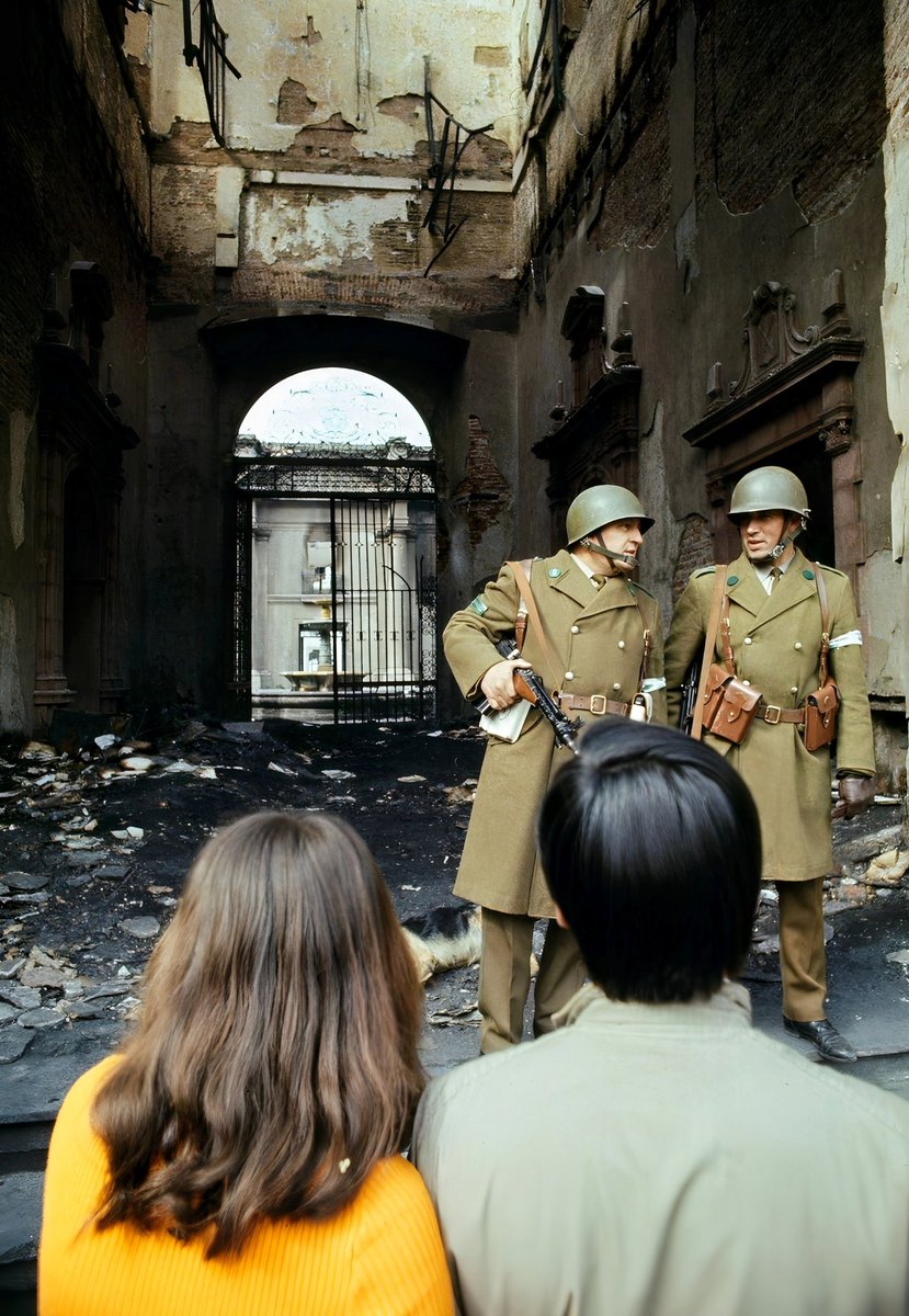 Palacio de la Moneda en ruinas tras bombardeo de la FACH.
Santiago de Chile, 4 de octubre de 1973.