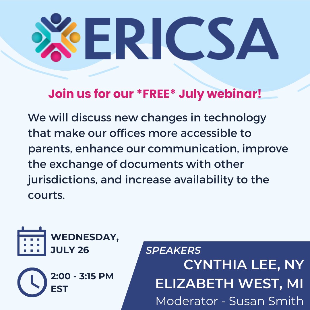 Happy Summer ☀️  Don't miss ERICSA's **FREE** July webinar! Mark your calendars, registration will be open soon!