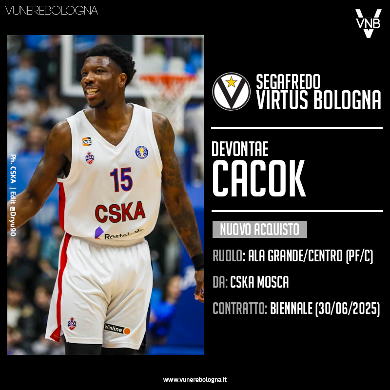 VuNereBologna's tweet photo. Virtus Bologna ๐ค Devontae Cacok
#VNB | #Virtus | #Cacok | @Vontae__15 https://t.co/4PnymYRAaM