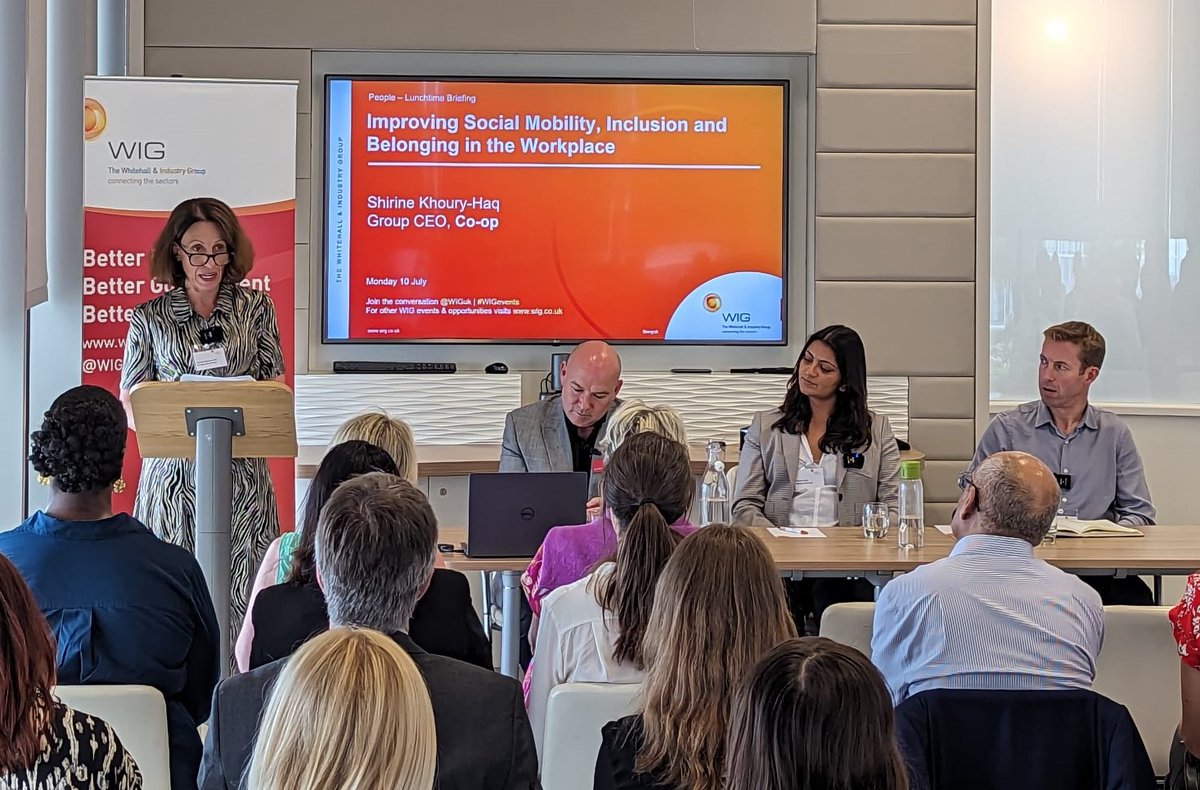 wiguk's tweet photo. Co-op's Group CEO Shirine Khoury-Haq, Making the Leap's Dr Padmini Iyer, and Social Mobility Commission's John Craven spoke about Improving Social Mobility, Inclusion and Belonging in the workplace during today's lunchtime briefing. https://t.co/n9M4su5t1A