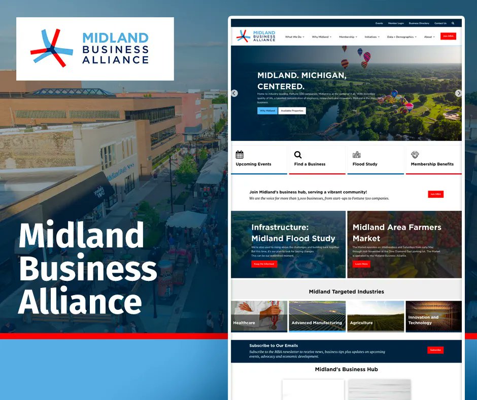 Accrisoft's tweet image. We&apos;re excited to announce the launch of Midland Business Alliance&apos;s website! Check it out and discover how @MBAMidland is utilizing #FreedomSoftware to help attract new business to their region: buff.ly/3CFTsiZ. #economicdevelopmentwebsitesoftware #economicgrowth