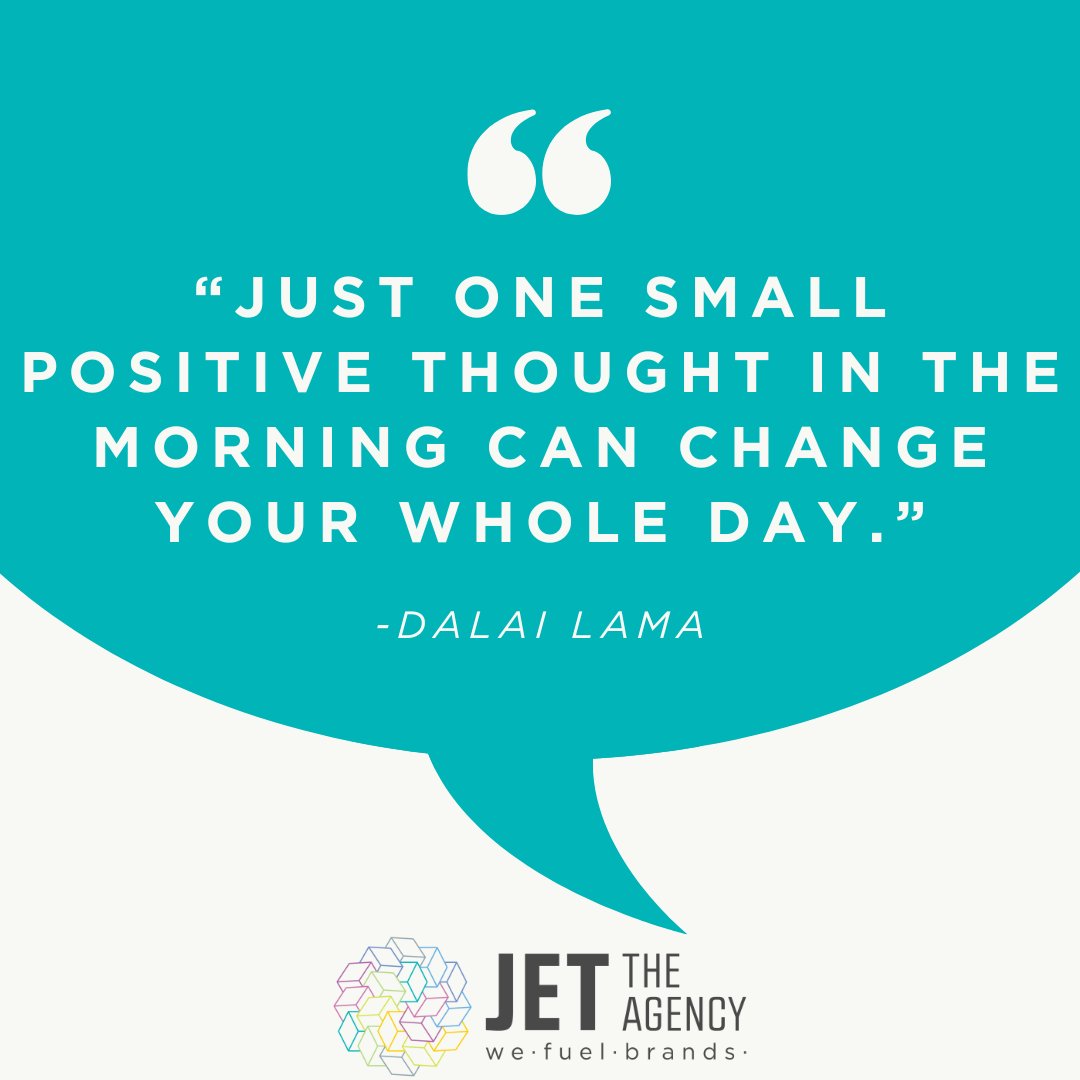 Motivation Monday! 🌟 “Just one small positive thought in the morning can change your whole day.” — Dalai Lama
What are your positive thoughts for this morning? 😊

#jettheagency #motivation #motivationmonday #motivational #inspirationalquotes #inspirational