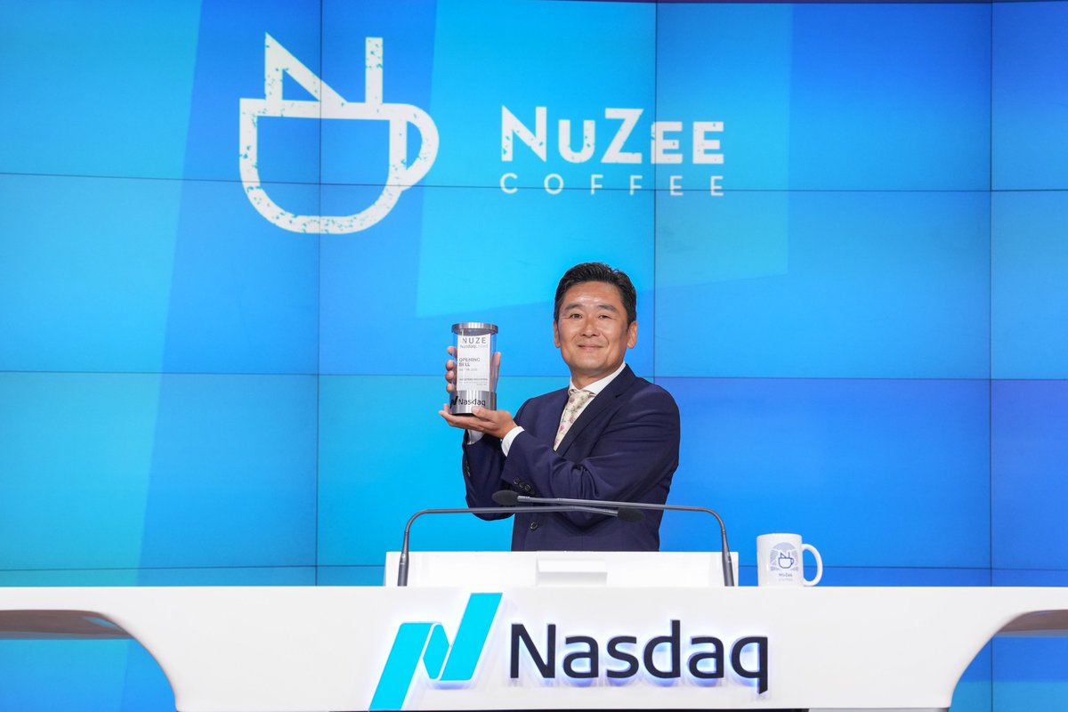 NuZeeCoffee's tweet photo. NuZee’s momentous bell-ringing occasion immediately follows announcing its exciting new licensing agreement with @StoneBrewing to launch its full line of specialty coffee products: https://t.co/Q7RdLN0ff3. Thank you for your support! #NasdaqBellRing #NuZeeCoffee #StoneBrewing https://t.co/alx15AzaxX