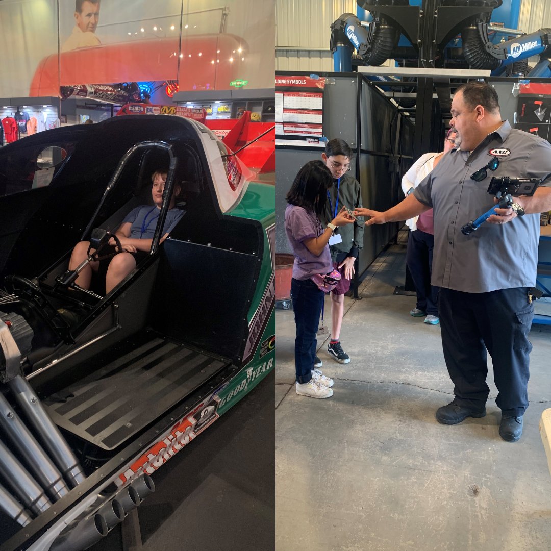 FLDCFairplex's tweet photo. 📚 Recently, we welcomed groups of local students for tours! They got an up-close look at our Welding Shop and automotive garage. The students also visited the NHRA Motorsports Museum and got a tour of the Farm at Fairplex. https://t.co/Sm9kC4X0VI