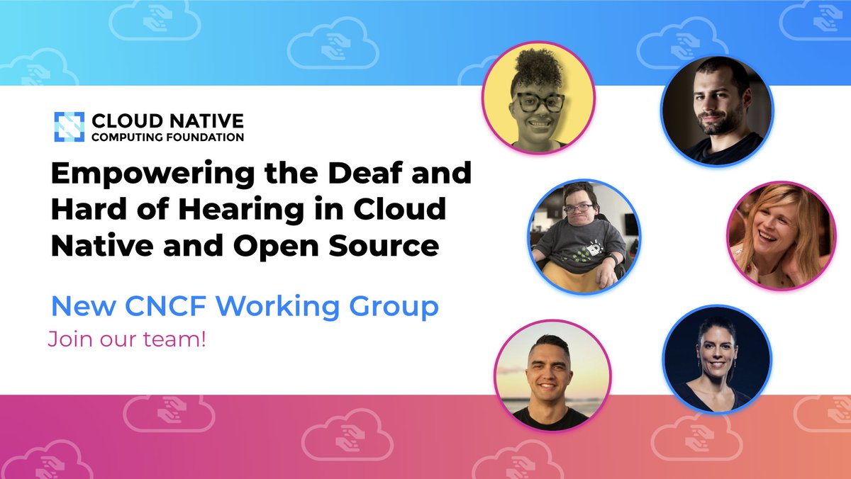 Hi Deaf/STEM twitter! <a href="/CloudNativeFdn/">CNCF</a> has a new working group on deaf/hoh in the cloud native community and OSS. We're looking for everyone from students/early-career, to deaf already in these spaces (hi!).

(CNCF is home to many projects, incl Kubernetes, OpenTelemetry, etc.)