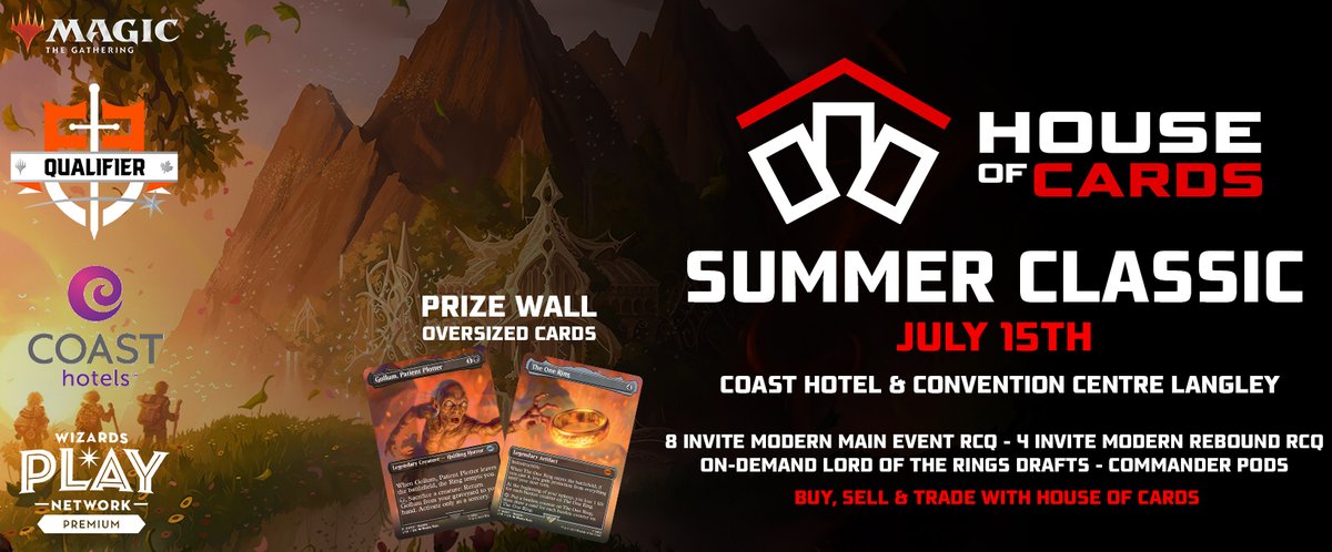 The F2F Tour and <a href="/houseofcardsmtg/">HouseofCards.ca</a> present the Summer Classic Destination Event on July 15th!

Visit: houseofcards.ca/collections/ev…

Upcoming Destination Events: f2ftour.com/destination-ev…

#MTG #MAGIC #BritishColumbia