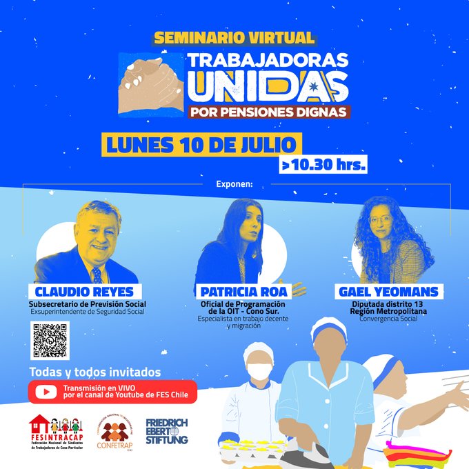 📣¡Acompáñanos y sé parte del diálogo sobre la reforma de pensiones!   
🙌🏽Compartiremos visiones para garantizar pensiones justas y dignas junto a destacados/as invitados/as.  
📝¿Cuándo?  lunes 10/07 a las 10:30 hrs.  
📲Siguelo aquí bit.ly/43d8cRg