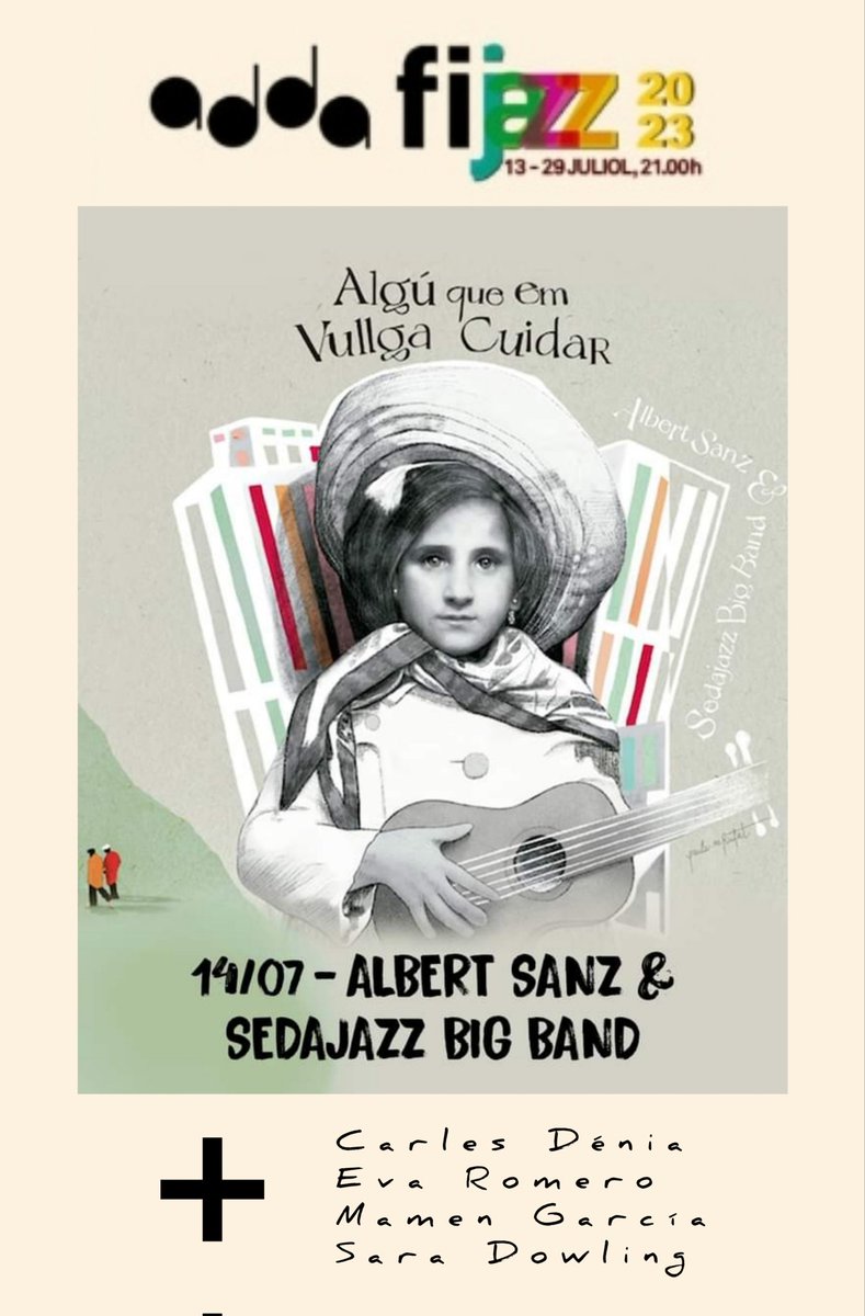 evaromerojazz's tweet photo. Divendres 14 de juliol, 21 h.
@FiJazzAlicante #FiJazz
@Sedajazz BigBand i #AlbertSanz, amb @CarlesDenia, #MamenGarcia, #SaraDowling i jo mateixa, cantant els temes del nou disc #AlgúQueEmVullgaCuidar.
#jazz #jazzsingers #Alacant #FestivalDeJazz #productelocal https://t.co/uUuBvx7zEP