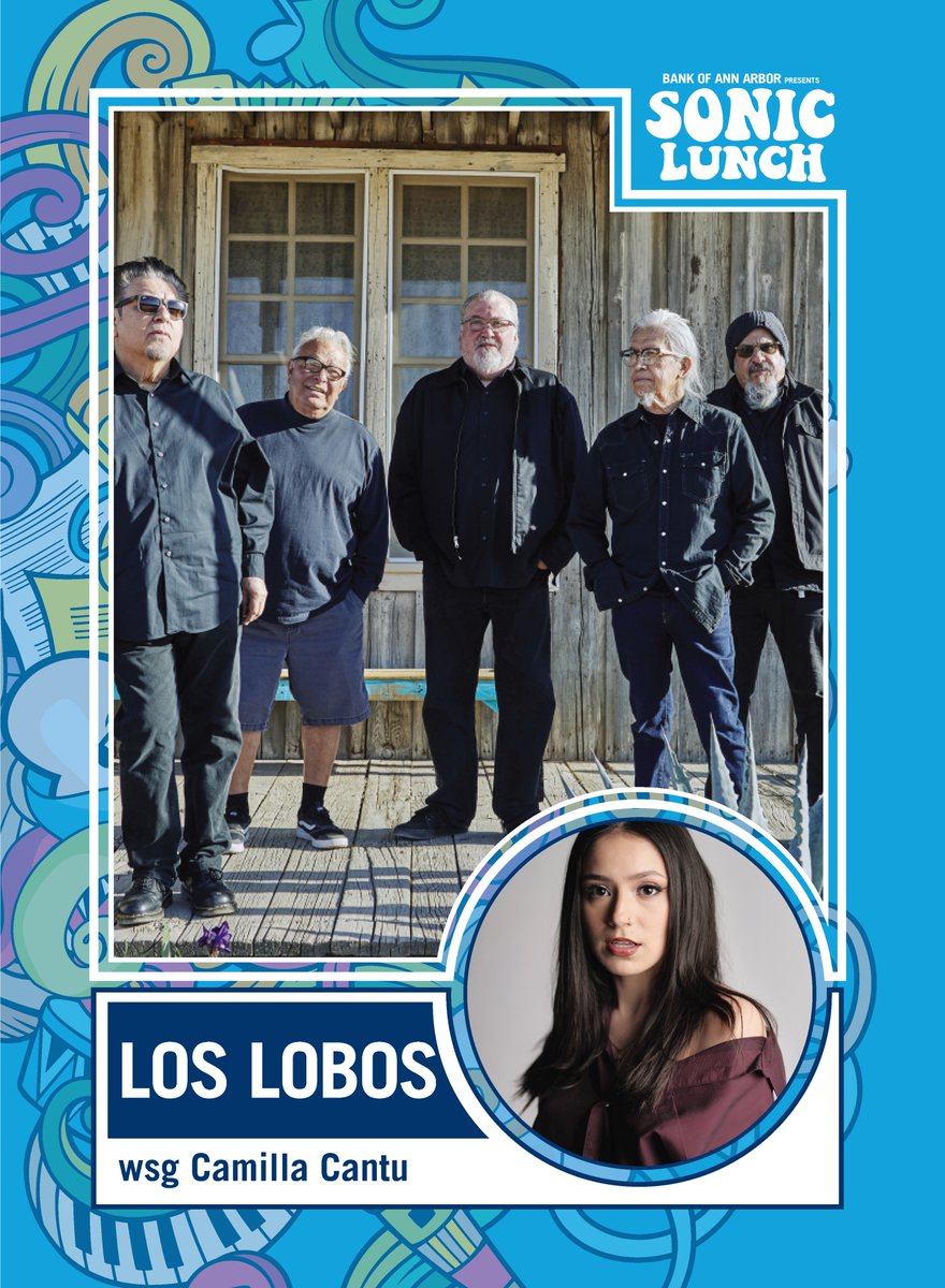 Join us this Thursday for <a href="/LosLobosBand/">Los Lobos</a> with Camilla Cantu at <a href="/bankofannarbor/">bank of ann arbor</a> #SonicLunch! 
11:30 AM | Liberty Street | FREE | #AnnArbor 
<a href="/annarbors107one/">ann arbor's 107one</a> #LosLobos 
Trading Card available at 11:30AM &amp; Limited to 100 QTY