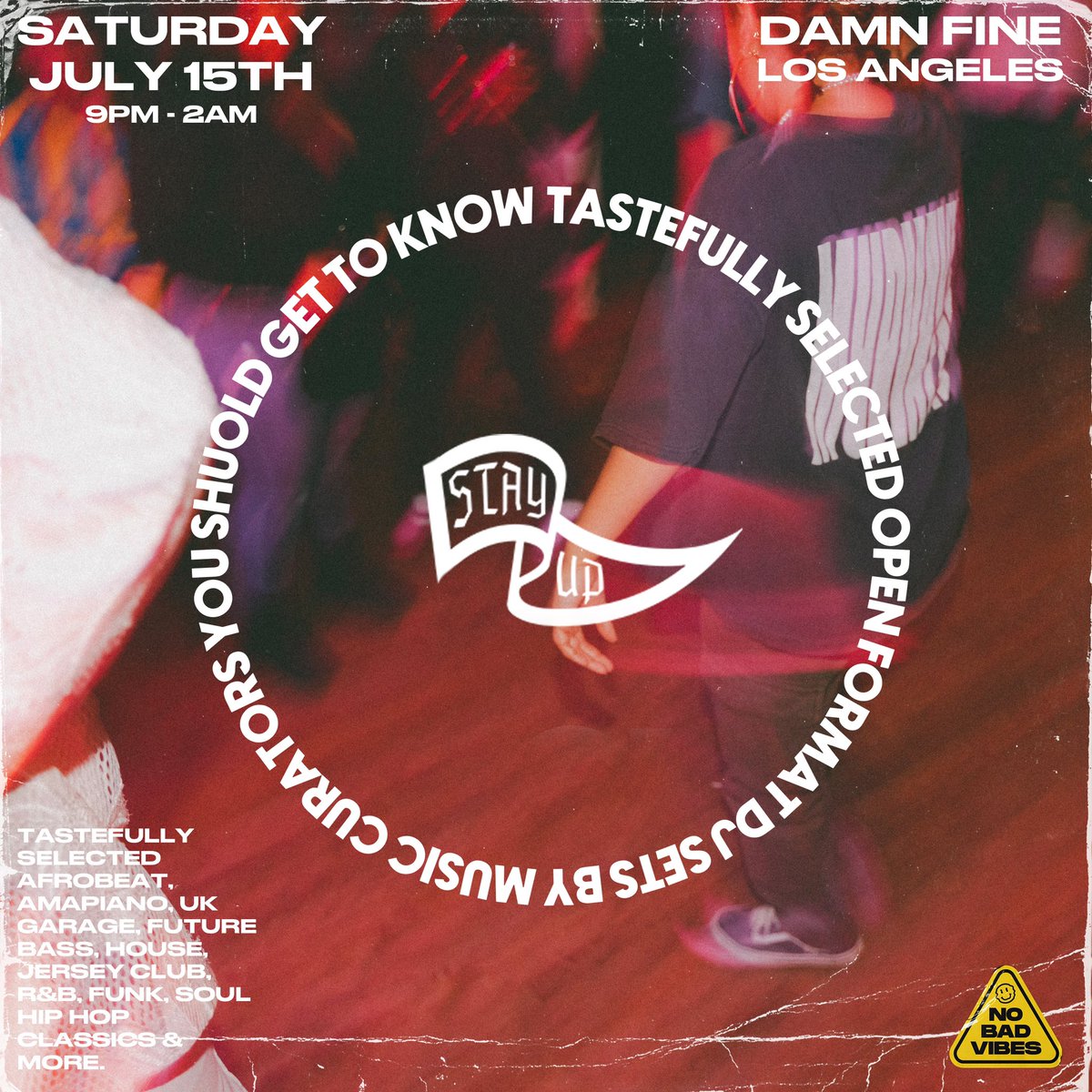 StayUpSaturdays's tweet photo. Los Angeles 🌐 July 15th 🌐 @damnfinela 🌐 as always the best cocktails 🍹 served up in the disco room! 🪩 get there early and reserve you spot on the dance floor and. 
::
#stayupsaturdays #letsstayup #losangeles #ktown #dtlanightlife #dtla #lanightlife #dancela https://t.co/nl5o2hnrVC