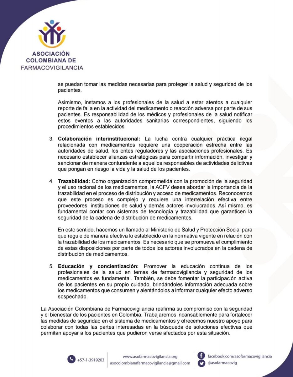 asofarmacovig's tweet photo. ⚕️⚠️🚨#COMUNICADO
@asofarmacovig expresa su profunda preocupación ante las recientes revelaciones y acusaciones presentadas en el artículo titulado "El Cartel de los Medicamentos de la Muerte" publicado en diferentes portales de noticias el 7 de julio de 2023. https://t.co/ZB8k7JwbzJ
