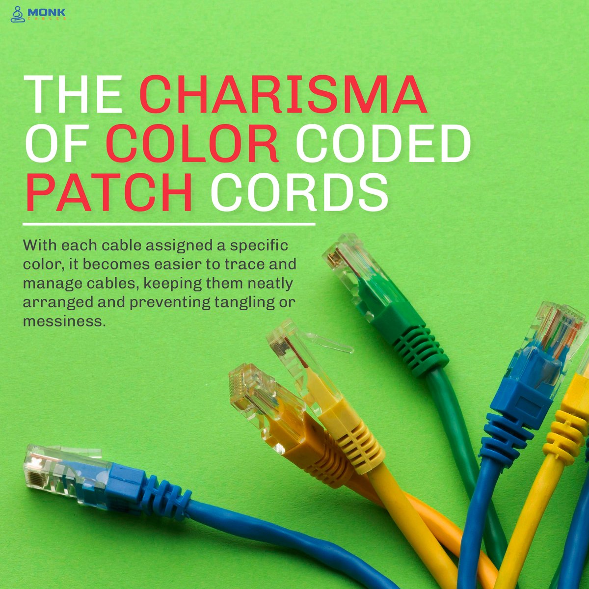 MonkCables's tweet image. The Charisma of color-coded patch cords!

#telco #cable #structuredcabling