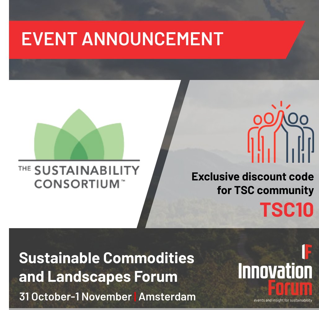 TSC will be joining @innovaforum’s Sustainable Commodities and Landscapes Forum in Amsterdam (31 October-1 November). Use code TSC10 for 10% discount on tickets + save another €300 by registering before 11th August! Register: innovationforum.co.uk/conferences/su…
#IFlandscapes23