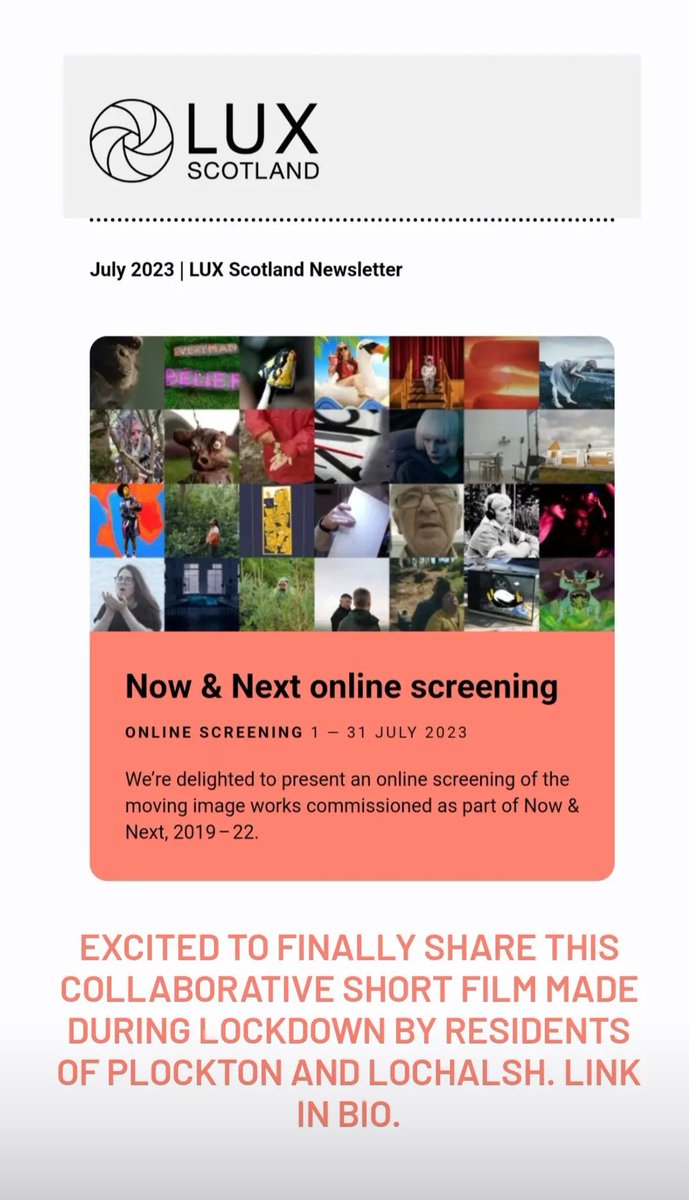 Excited to finally share this collaborative short film made during lockdown by residents of Plockton and Lochalsh. 

luxscotland.org.uk/programme/even…