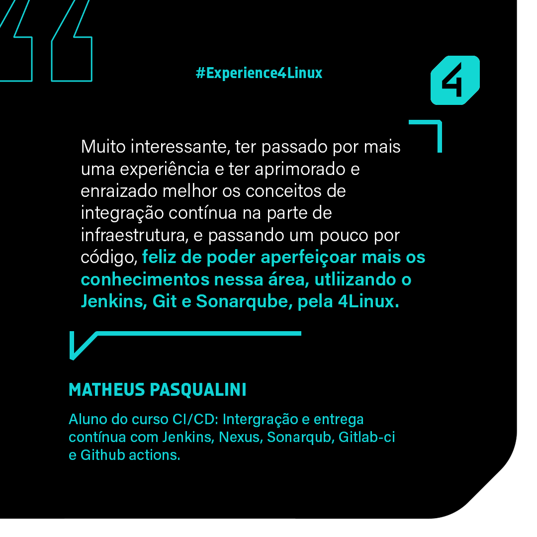 4Linux's tweet photo. Faça como o Matheus e obtenha essa experiência e aprimore seus conhecimentos com o curso de CI/CD da 4Linux! 💙

📲 Acesse nosso site e saiba mais: https://t.co/KIZVSJFRqQ

#4Linux #CICD #cursoTI #férias #dev #programação https://t.co/CUudBKJbEY