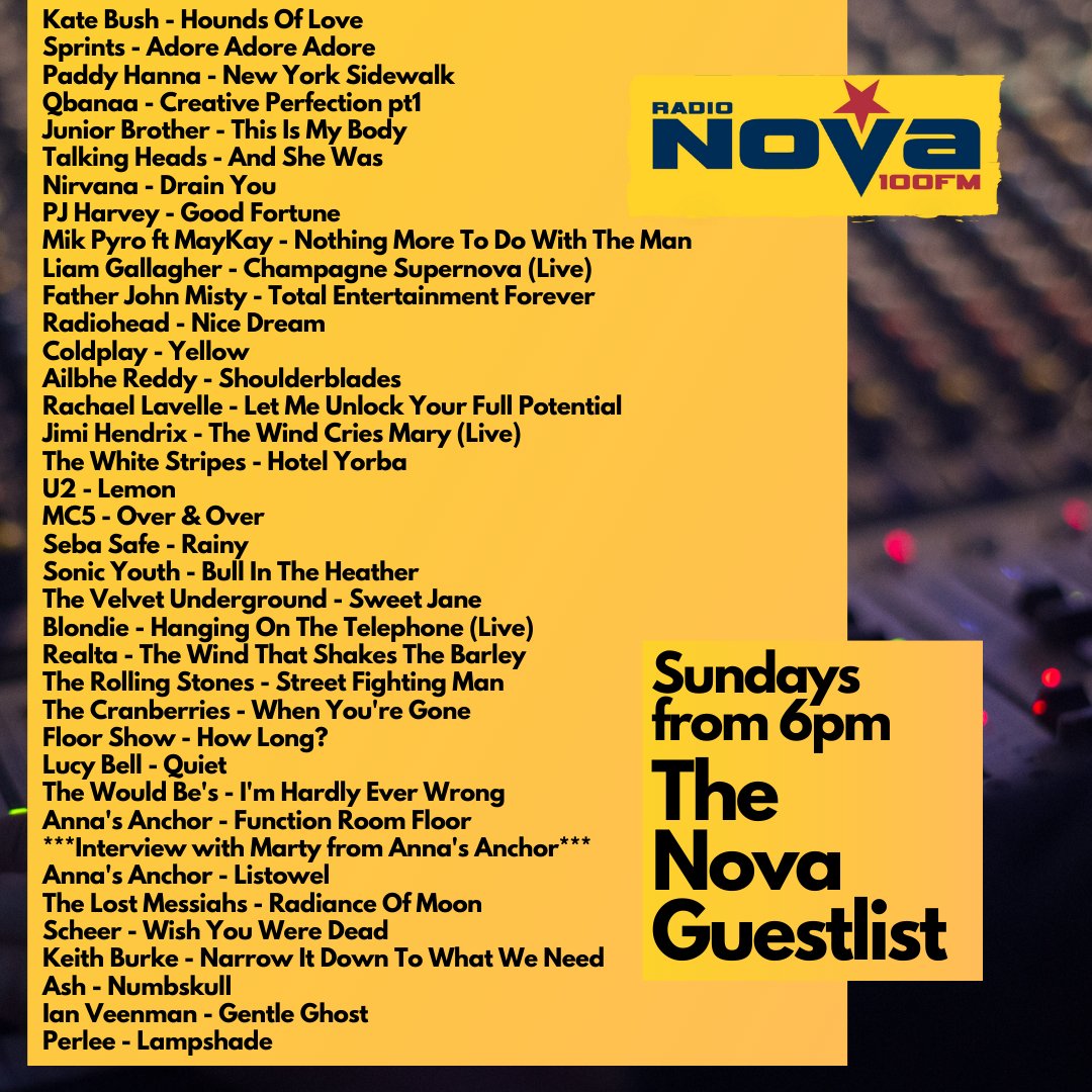 📢All the great songs on the #NovaGueslist, including chats with @FoggyNotions & @Annas_Anchor, & great first plays for @IanVeenman, @KeithABurke, #LostMessiahs, & @LucyBellMusic!☘️ 📻Listen back Now on nova.ie/radio-schedule… or 6pm Sundays on @RadioNova100! #IrishMusicParty