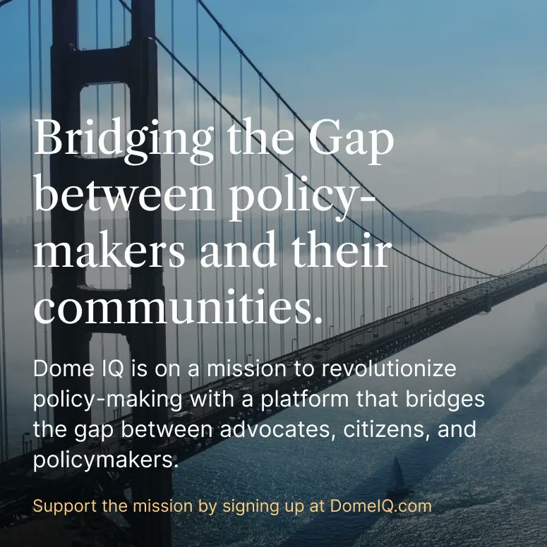 Bridging the gap between policy-makers and their communities

Download Dome IQ today at domeiq.com

#DomeIQ #DemocratizePublicPolicy #MichiganPolicy #BridgeTheGap