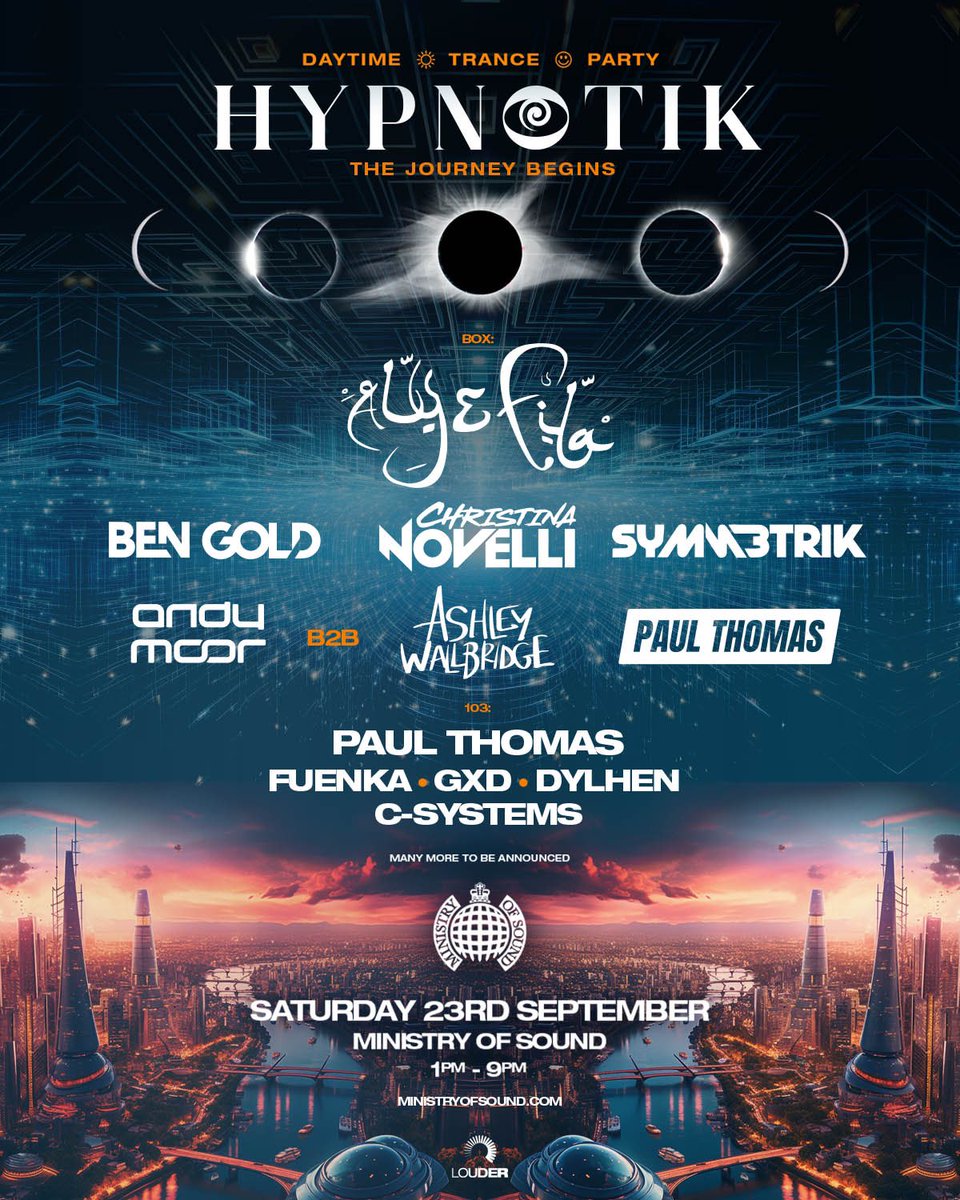 Aly & Fila (@alyandfila) on Twitter photo London 🇬🇧 We’re back at <a href="/ministryofsound/">Ministry of Sound</a> 23rd Sept. Who will we see there? 🎉
Tickets on sale now:
ministryofsound.seetickets.com/event/future-d… London 🇬🇧 We’re back at <a href="/ministryofsound/">Ministry of Sound</a> 23rd Sept. Who will we see there? 🎉
Tickets on sale now:
ministryofsound.seetickets.com/event/future-d…