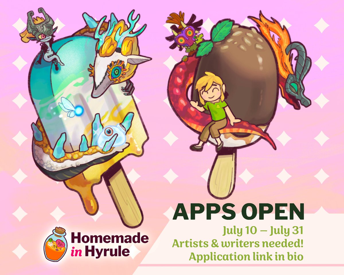 homemadehyrule's tweet photo. Now that our chefs are chosen, it’s time for Zelda artists and writers to join our project. Apply to our cookbook zine through the link found on our Carrd by July 31! https://t.co/b99wojoYSM
