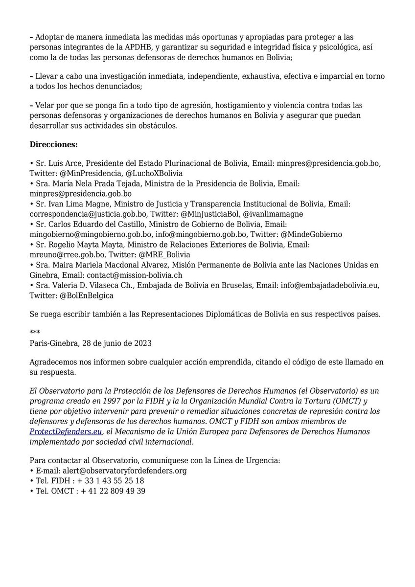 APDHB's tweet photo. Comunicado de la Federación Internacional de Derechos Humanos (FIDH) ante el violento ataque a la sede de la APDHB. https://t.co/ZgwKJhScwC