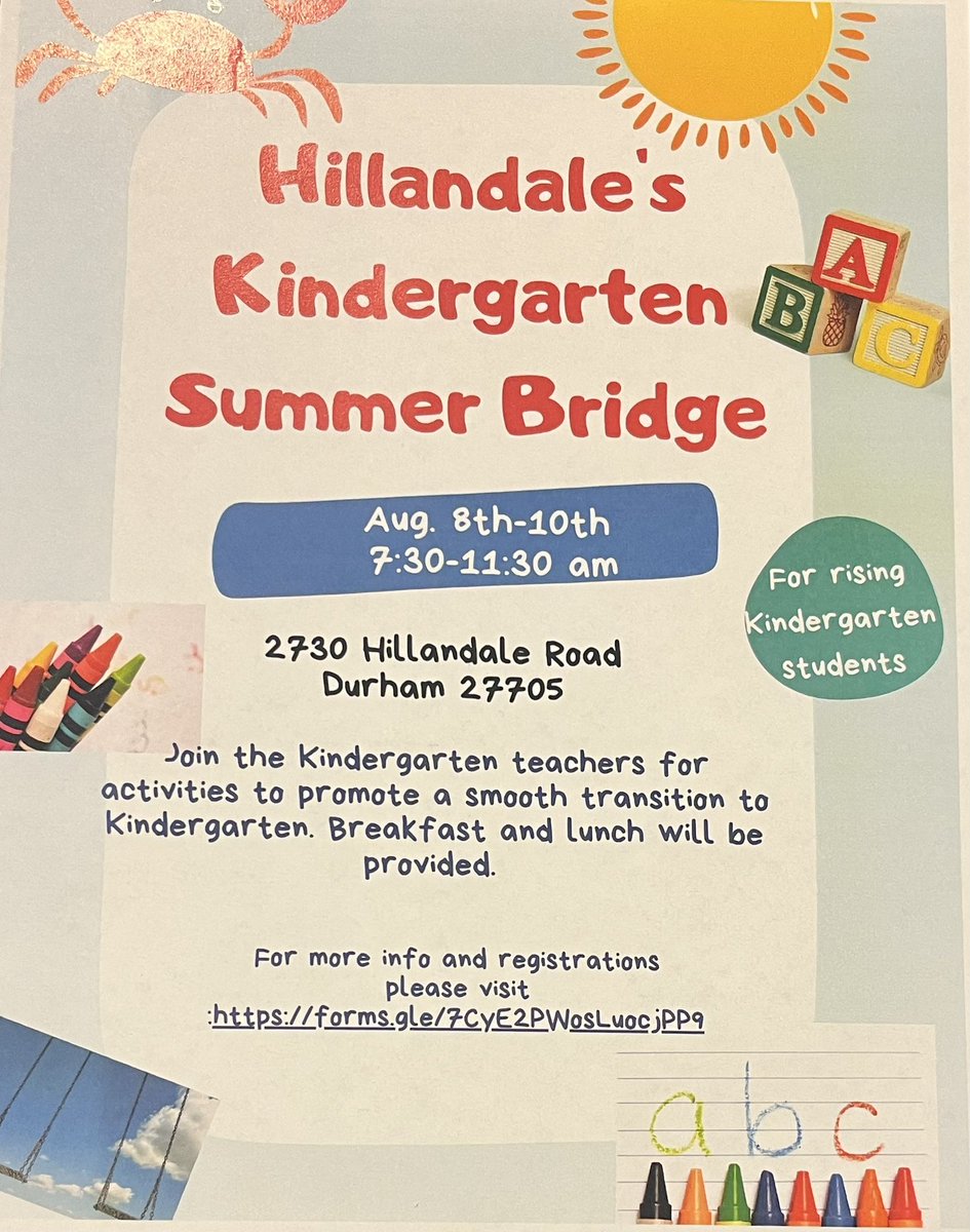 Got a rising Kindergarten student coming to Hillandale? Don’t miss out!  <a href="/Hillandaledps/">Hillandale Elementary School</a> <a href="/DPSNC/">Durham Schools</a>