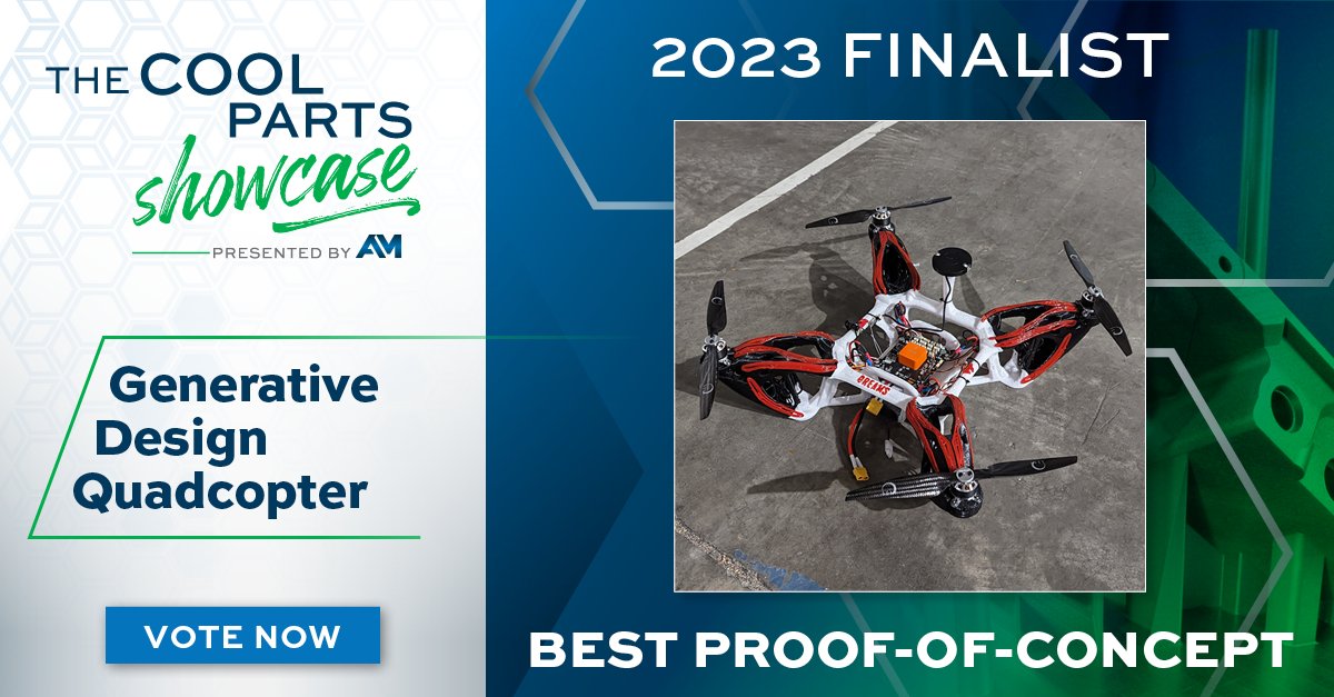 DREAMS Lab (@dreamslab) on Twitter photo Voting is now open at #thecoolpartsshow! Lots of great DfAM examples - and be sure to check out our lab's #GenerativeDesign #Quadcopter in the "Best Proof-of-Concept" category! additivemanufacturing.media/kc/cool-parts/… Voting is now open at #thecoolpartsshow! Lots of great DfAM examples - and be sure to check out our lab's #GenerativeDesign #Quadcopter in the "Best Proof-of-Concept" category! additivemanufacturing.media/kc/cool-parts/…