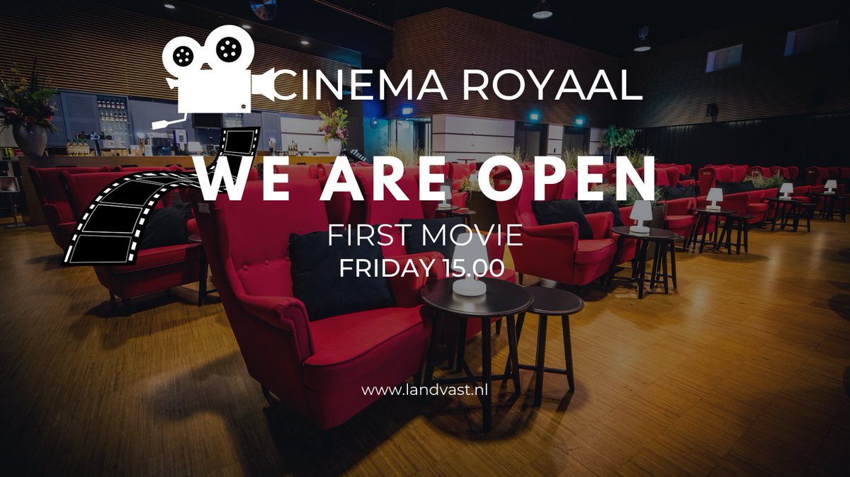 Vanaf deze vrijdag kunt u weer films kijken in die heerlijke rode fauteuils. En het mooie is, elke dag van de week!

Reserveer uw tickets voor Indiana Jones of Mission Impossible via landvast.nl/Specials/Cinem…