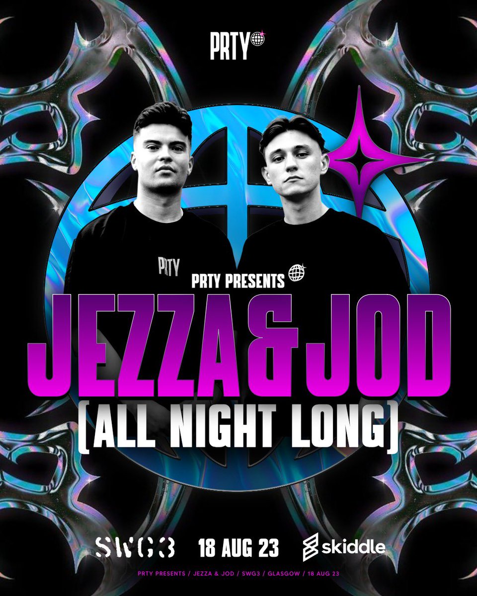 prty_events's tweet image. 🚨PRTY Presents… 

Jezza &amp;amp; Jod [ALL NIGHT LONG] 

Tickets - skiddle.com/whats-on/Glasg…