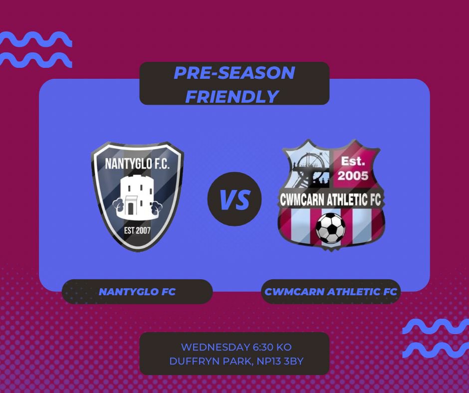 cwmcarnathletic's tweet photo. Our next fixture is Wednesday night as we travel to @Nantyglo_AFC for what will be a very tough game but one we are looking forward to. 

Details you need are down below⬇️
#UppaCarn🟣🔵 https://t.co/2QXV6zVBXb