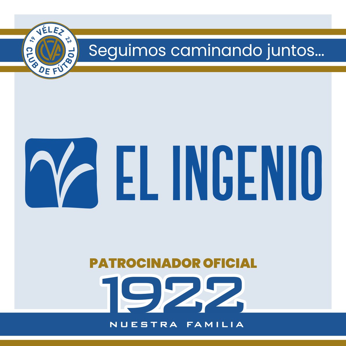 VELEZCFoficial's tweet photo. 1️⃣9️⃣2️⃣2️⃣ Una temporada más, seguiremos caminando junto con @CC_El_Ingenio

🛍️ El Ingenio será uno de nuestros patrocinadores oficiales: tiendas de ropa, complementos y hogar en un centro que cuenta con restaurantes, cine y ludoteca

🫂 #1922NuestraFamilia

#VamosVelez
 🔵⚪🔵⚪🔵 https://t.co/zLywdmL8uy