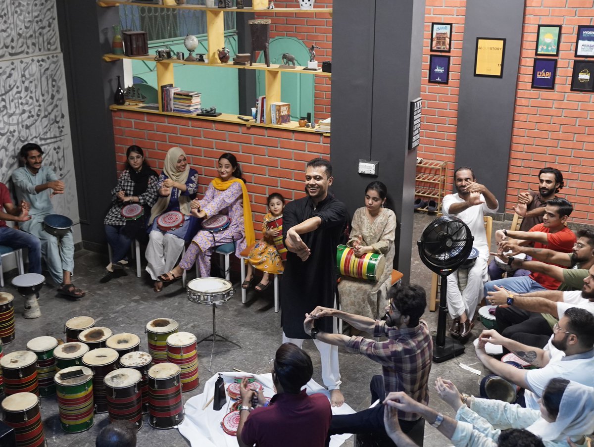 mehrghar's tweet photo. Yesterday, we gathered in a mesmerizing drum circle led by the skilled @TheKarachiDrum immersing ourselves in the captivating beats that washed away stress and revitalized our spirits. https://t.co/DCX9C0DpSW