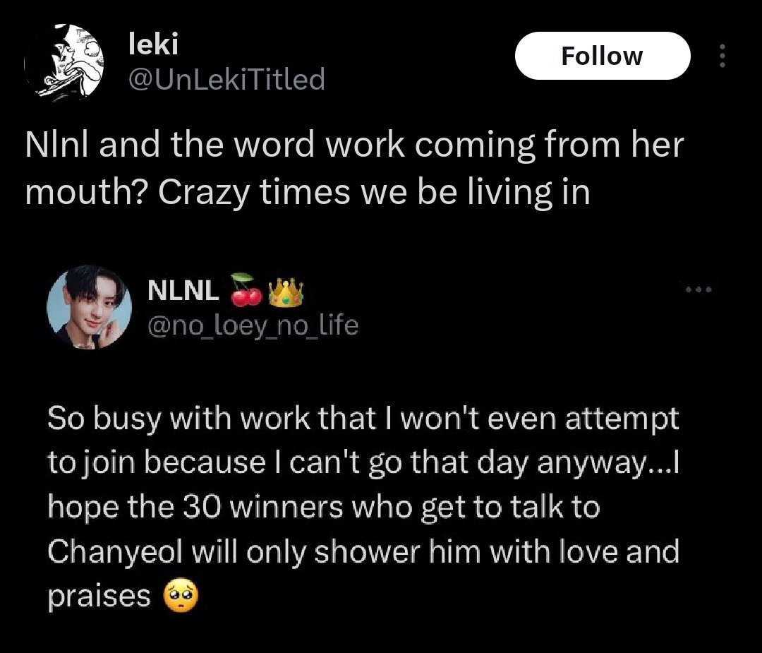 no_loey_no_life's tweet photo. I don't really know what your problem is with me. I already blocked you, idk how you can still see my posts. Yes, I have work..how could I afford to watch Chanyeol if I don't have a job? Pls leave me alone. If you hate me that much, just ignore me. https://t.co/FZB3OxLxSY