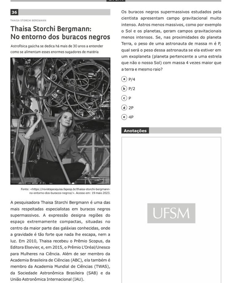 Honrada e feliz em saber que fui mencionada - junto com minha ciência, numa questão do vestibular da UFSM - Universidade Federal de Santa Maria! 

#ciencia #fisica #astronomia #buracosnegros #vestibular #ufsmma