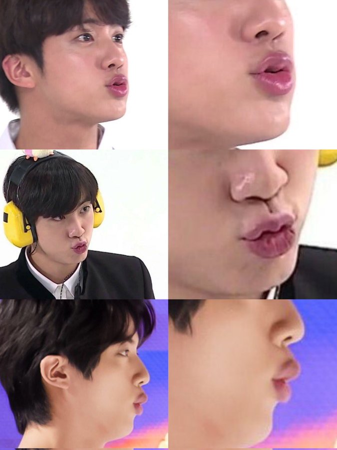 Mybelovedjinnie's tweet photo. kim seokjin, the real life version of 😗 emoji https://t.co/Ny9R8B7WoC