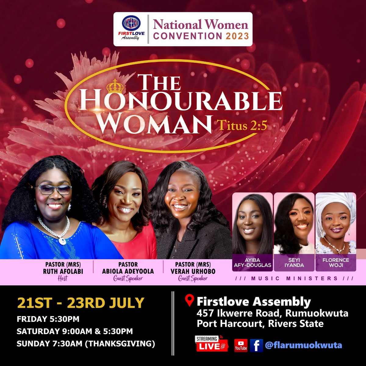 badeyoola's tweet image. Join us for an unforgettable experience as I minister at National Women Convention 2023. 

Together, we will embark on a transformative journey of faith, inspiration, and personal growth. 
#firstloveassembly #womenconvention2023 #Anticipate #TheHonourableWoman