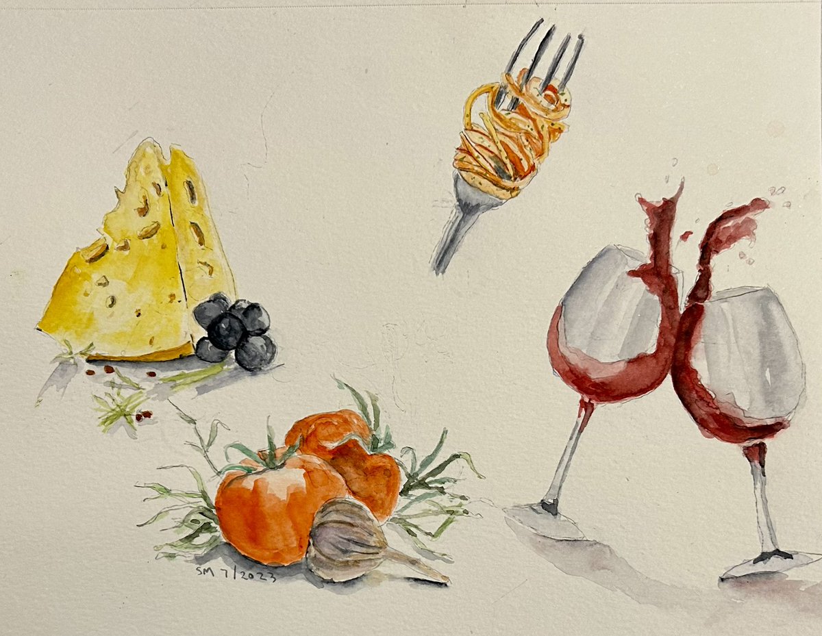 Day6 Prompt,”Flavour” I’m definitely a savoury gal so here are my favourite flavours in watercolour on 9x13” Canson WC paper. Inspired by Pinterest images
#worldwatercolormonth2023