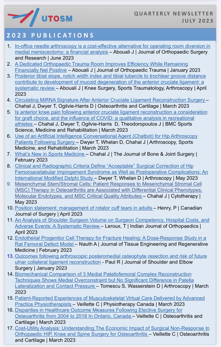 UofT Orthopaedic Sports Medicine Program tweet media