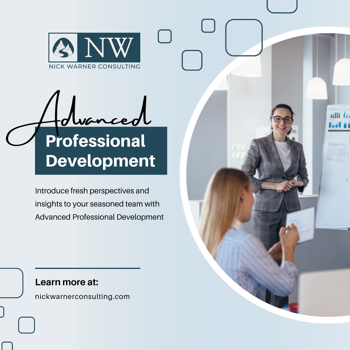 NickWarnerCoach's tweet image. Investing in your top talents is a strategic move toward the future. Use Advanced Professional Development to enable them to make growth-driven decisions for your business. #InvestInPeople #AdvancedDevelopment