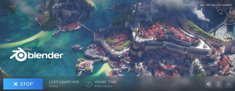 I used to use Blender outside steam but there's just something special about being able to see how much time ive spent in the app that hits different...I think this is roughly 3 months worth of using the steam version. Not too shabby!