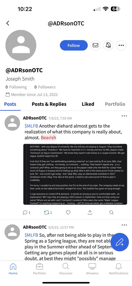 GihunKim3's tweet photo. @ausfalcon @USFLExpert Only thing ridiculous is you bashing $mlfb/#mlfb on every social media and stock platform you can find when you claim you never even owned a single share. The non stop bitching and tagging… *yawn*. Try harder. https://t.co/zROTym9MpM