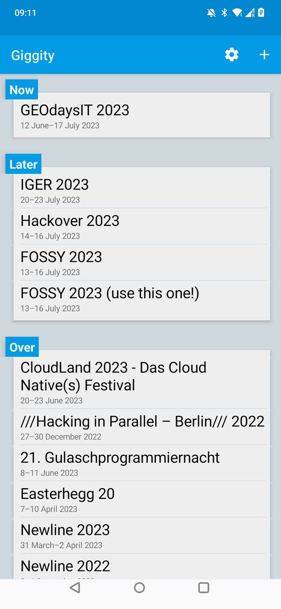 Das Programm der #IGER ist jetzt unter Android auch in der freien App „Giggity“ im Play Store unter play.google.com/store/apps/det… oder in F-Droid unter f-droid.org/packages/net.g… verfügbar. #iger2023