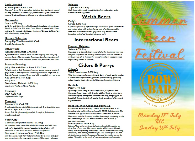 Our Summer Beer Festival list, starting in 1 week